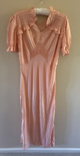 Vintage 1940's Italian 100% Silk Handmade Peach/Pink/Coral  Nightgown Never Worn