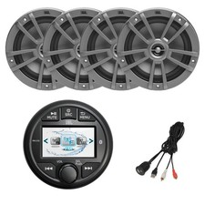 JBL Marine AM/FM/WB Receiver, 4x 6.5" 180W Boat Gray Speakers, USB/AUX Adapter