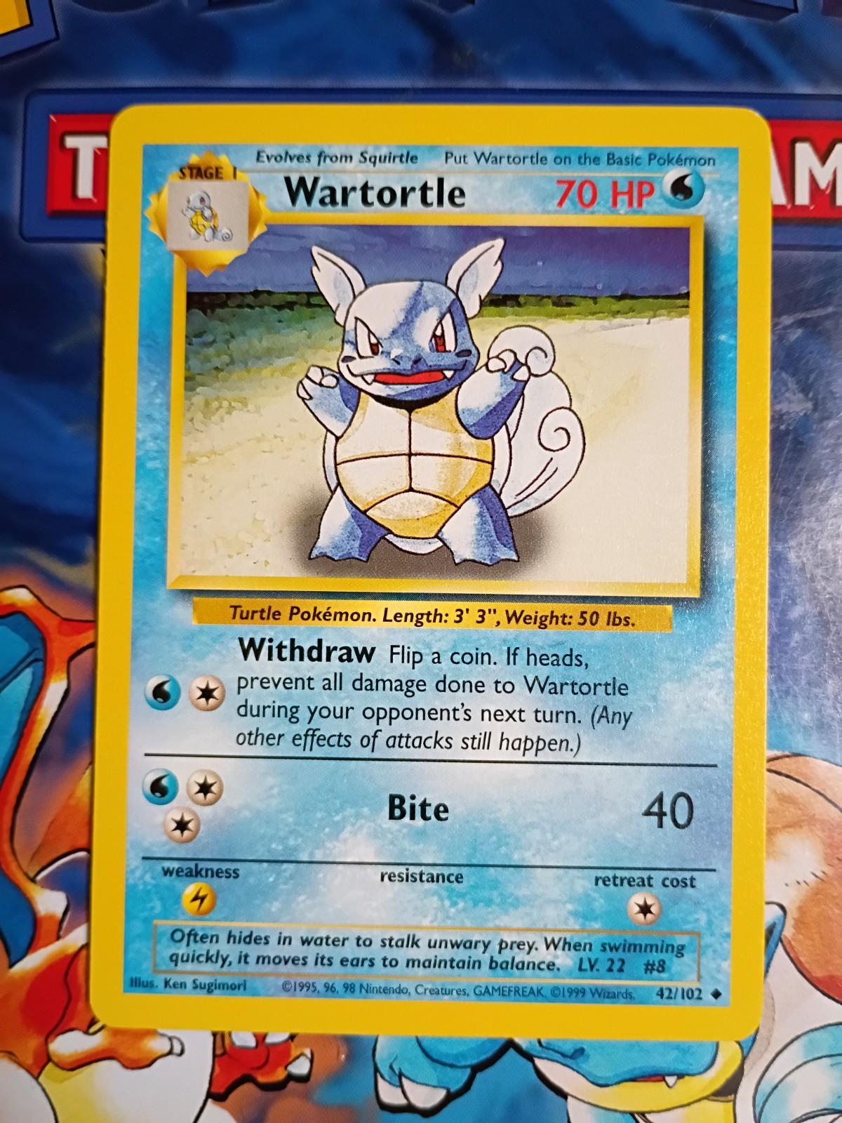 Wartortle 42/102 - Uncommon 1999 English Base Set Pokemon Card