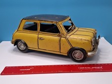 Handmade Tin Plate Model of a Yellow Racing Mini cooper. Pre owned. Being...