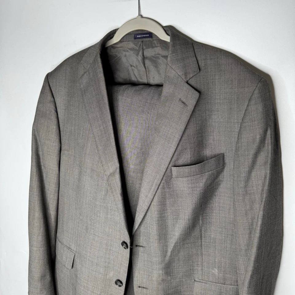 Stafford Gray Classic Fit Suit Coat and Pants Set 46R Pants 40x30 Sold As Is - Image 2 of 4