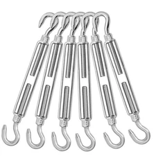 6PCS M10 Hook & Hook Turnbuckle Cable Railing 304 Stainless Steel Heavy Duty