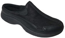 EASY SPIRIT TRAVELTIME Slip On Womens Size 9.5 N Black LEATHER Mules Clogs NEW