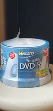Memorex Printable DVD-R 16x 4.7GB 120 Minute Recordable Media 50 Pack