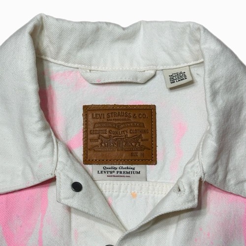 Levi's Premium White Tie-Dye Stars Trucker Denim Jacket In Size M - Picture 3 of 8