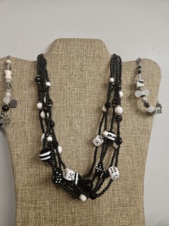 DICE THEME MULTI STRAND BEADED NECKLACE & 2 BEADED BRACELETS
