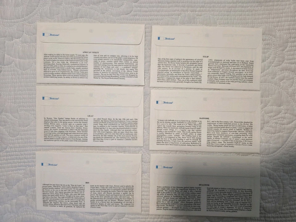 1993 African Violet flower Set Of 6 FDC Fleetwood premium cachet First Day - Image 2 of 2