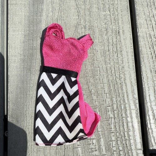 Barbie Pink Black White Stripe Dress