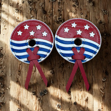 Leather Bit Guards, American Flag Patriotic Red White Blue, Handmade