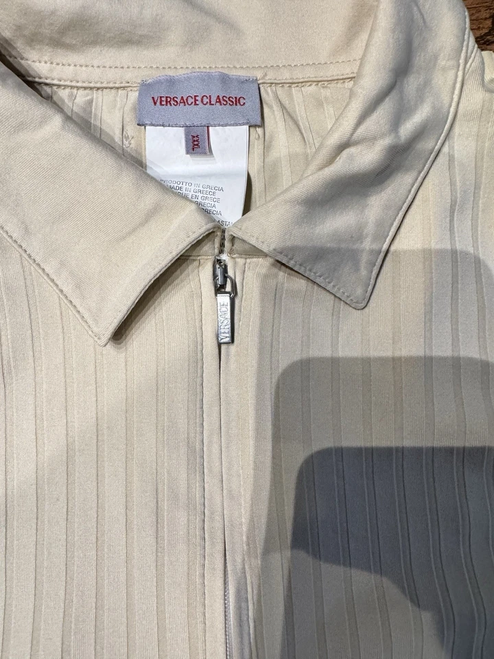 CAMISA POLO VERSACE CLÁSICO CREMALLERA BEIGE ELÁSTICA HOMBRE TALLA XXXL Foto 2 de 2