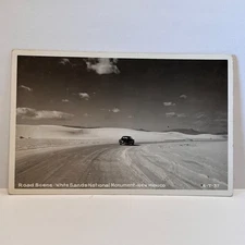 RPPC - Vintage Car driving in White Sands, New Mexico - Photo Postcard - 1951 S4