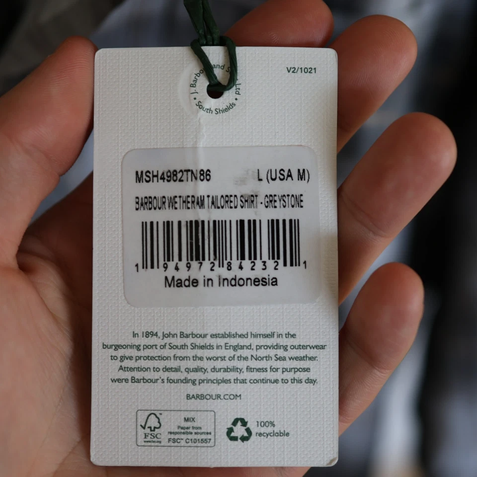 Camisa a medida Barbour Wetheram Greystone talla M MSH4982TN86 Foto 4 de 4