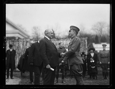 Washington D.C. Warren Harding 1922 White House Handshake with Officer