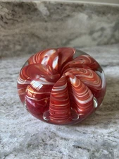 Joe St Clair Glass Paperweight Ribbon Hand Made Elwood Indiana Glass
