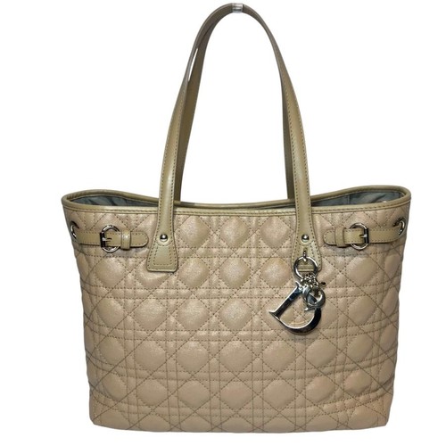 Christian Dior Small Tote Beige Canvas Leather Women's Pre-owned From Japan