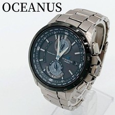 Casio Oceanus OCW-T1010 Titanium Band Date Black Dial Watch 6.5 in