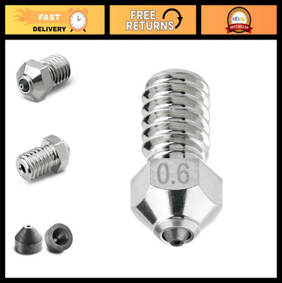 0.6mm Tungsten Carbide Nozzle for E3D V6, Prusa i3 MK3S, Anycubic Mega/Kobra - H