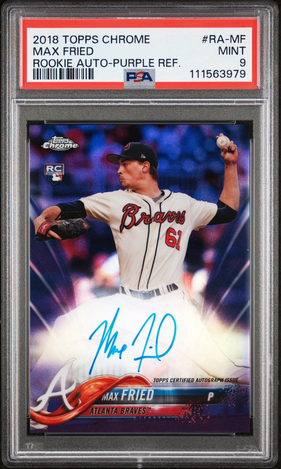 2018 Topps Chrome Max Fried Rookie Auto Purple Refractor #/250 PSA 9 RA-MF