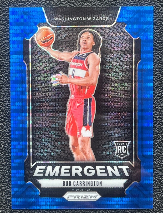 Bub Carrington 2024-25 Panini Prizm Emergent Blue Pulsar Prizm 88/99 RC #20