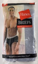 New Vintage Hanes Men's 3 Pack Solid Color Briefs Underwear Large