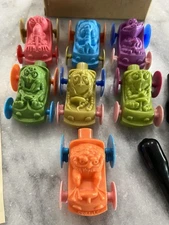 1974 Complete Set of 7 Freakies Cereal Balloon Cars Toy Premium in Box - Mint