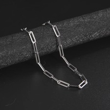 Stainless Steel Paperclip Chain Choker Necklace Men Link Oval Cable Jewelry