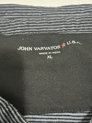 JOHN VARVATOS STAR USA Cotton-Viscose Four-Button Henley in Blue Striped Sz XL - Picture 2 of 9