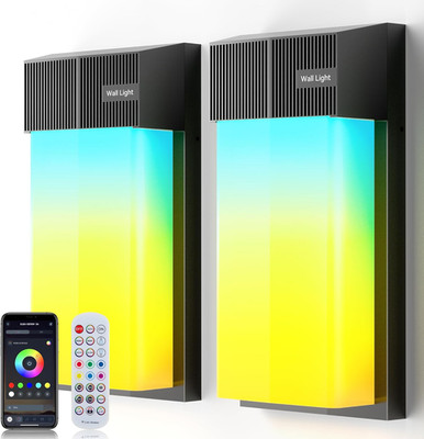 RGBWW Smart Outdoor Wall Lights - 30 Modes, 1500LM, Waterproof - 2 Pack
