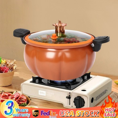 #ad 2.11gal Micro Pressure Cooker Soup Cooking Pot Pumpkin Shaped Stew Pot w Lid US $30.36