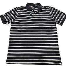 Chaps Polo Shirt Men Size M Blue Striped Short Sleeve 100 Cotton Casual Preppy