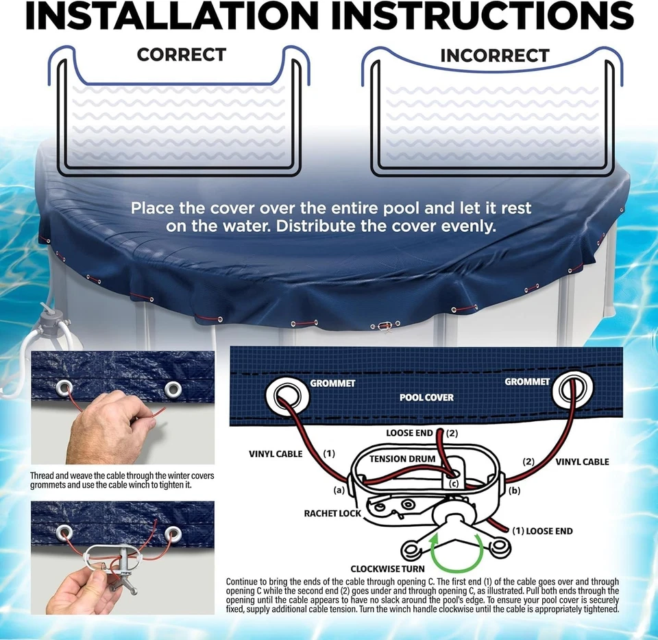 18ft Round Pool Cover for Above Ground Pools,Winter Pool Cover Cold/UV Resistant - Image 3 of 4