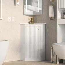 24" Corner Bathroom Vanity Sink Combo for Small Space Freestanding Sink Cabinet