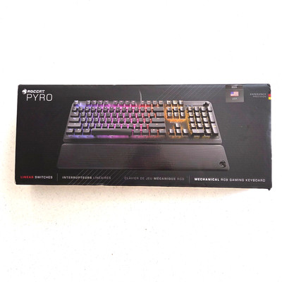 ROCCAT Pyro RGB Mechanical Gaming Keyboard Black USB Wrist Rest Fully Tested LN