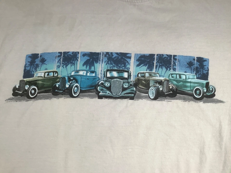 Camisa Newport Azul XL Gris Claro Con Coches Clásicos Vintage 100% Algodón Foto 2 de 4