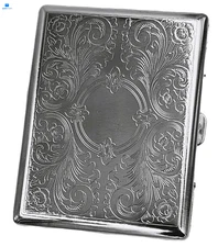 Retro Cigarette Case Victorian Style Metal Holder for Regular, King & Silver 