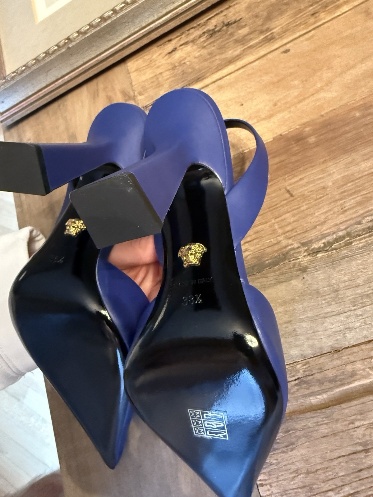 Versace Royal Blue Medusa Slingback Heels Women’s image 4
