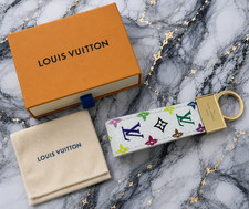 Louis Vuitton LV White Orange Monogram Dragonne Key Ring Keychain
