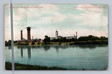 Antique Illinois Postcard KANKAKEE State Hospital From Riverview Park 1907