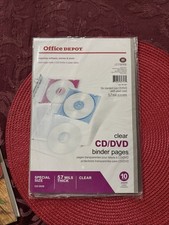 Office Depot Brand CD/DVD Binder Pages, 6" x 10 1/2", Clear, Pack Of 10