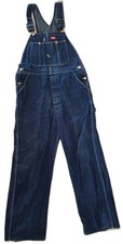 Vintage Dickies Denim Overalls Mens 36x30 Made In USA Workwear Dark Wash Bibs