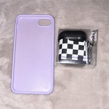 Claire's Purple Phone Case  Black White Checkered AirPods Case for Apple