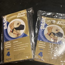 Lot Of 2 , Quick Fit Dog Black Training Basic Nylon Muzzle Size 4 New
