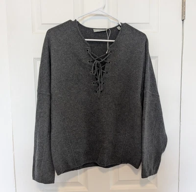 Vince Merino Cashmere Sweater Womens Small S Charcoal Gray Quiet Luxury Knit