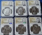 2021 $1 Morgan and Peace Silver Dollar 6pc Set NGC MS70 FDI 100th Anni. Label