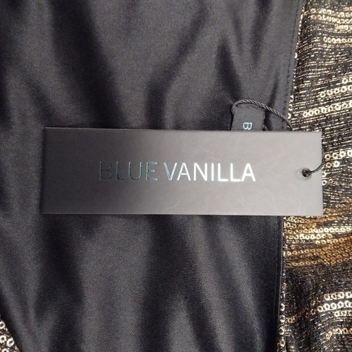 Blue Vanilla Rose Gold Black Sequin Fixed Wrap Skater Dress UK Size 12 Party - Picture 10 of 16