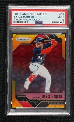 2017 Panini Chronicles Prizm Gold Prizm 4/10 Bryce Harper #28 5l2