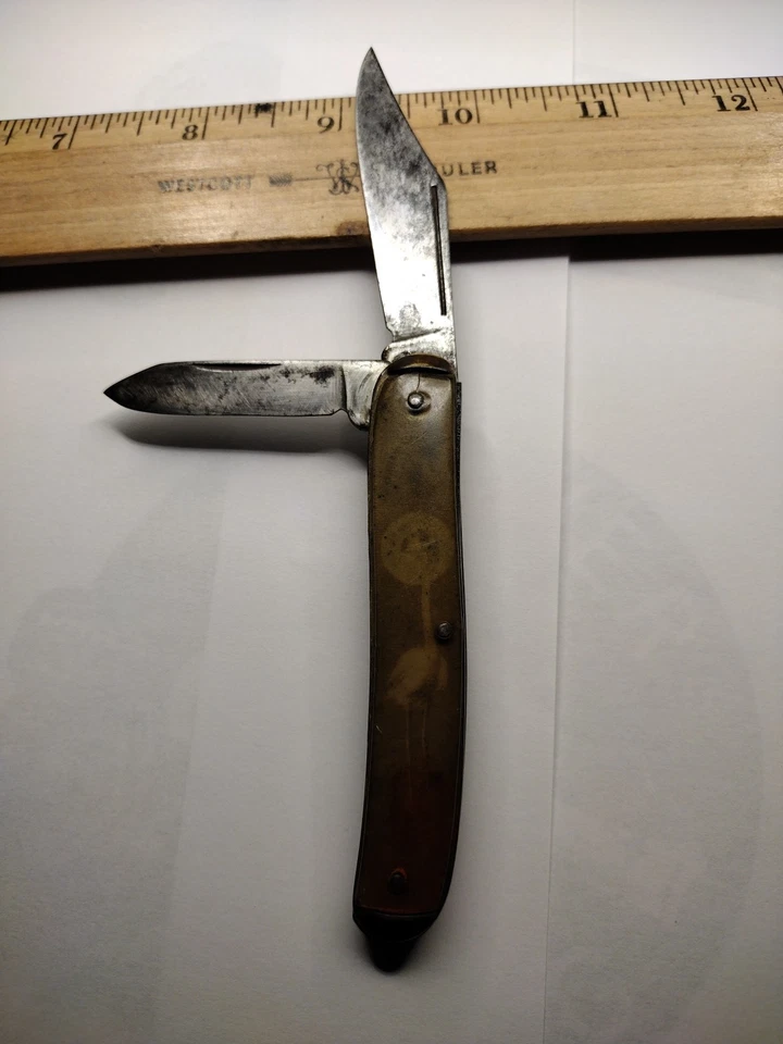 Navaja de bolsillo THORNTON EE. UU. de colección, grúa en 1 lado y palmera en el otro!! Foto 3 de 4