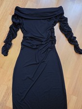 H&M Cocktail Kleid Größe L, gerafft am Bauch und Ärmel, figurbetont mit Elastan