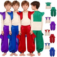 Kids Boys Set Top Costume Arabian Outfit Cosplay Festival Waistcoat Dress-up