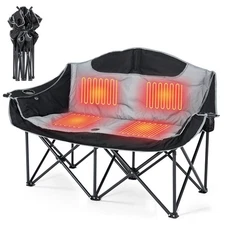 NAIZEA Heated Double Camping Chair 1000lb Uber-sturdy Fully Padded Duo Chairs